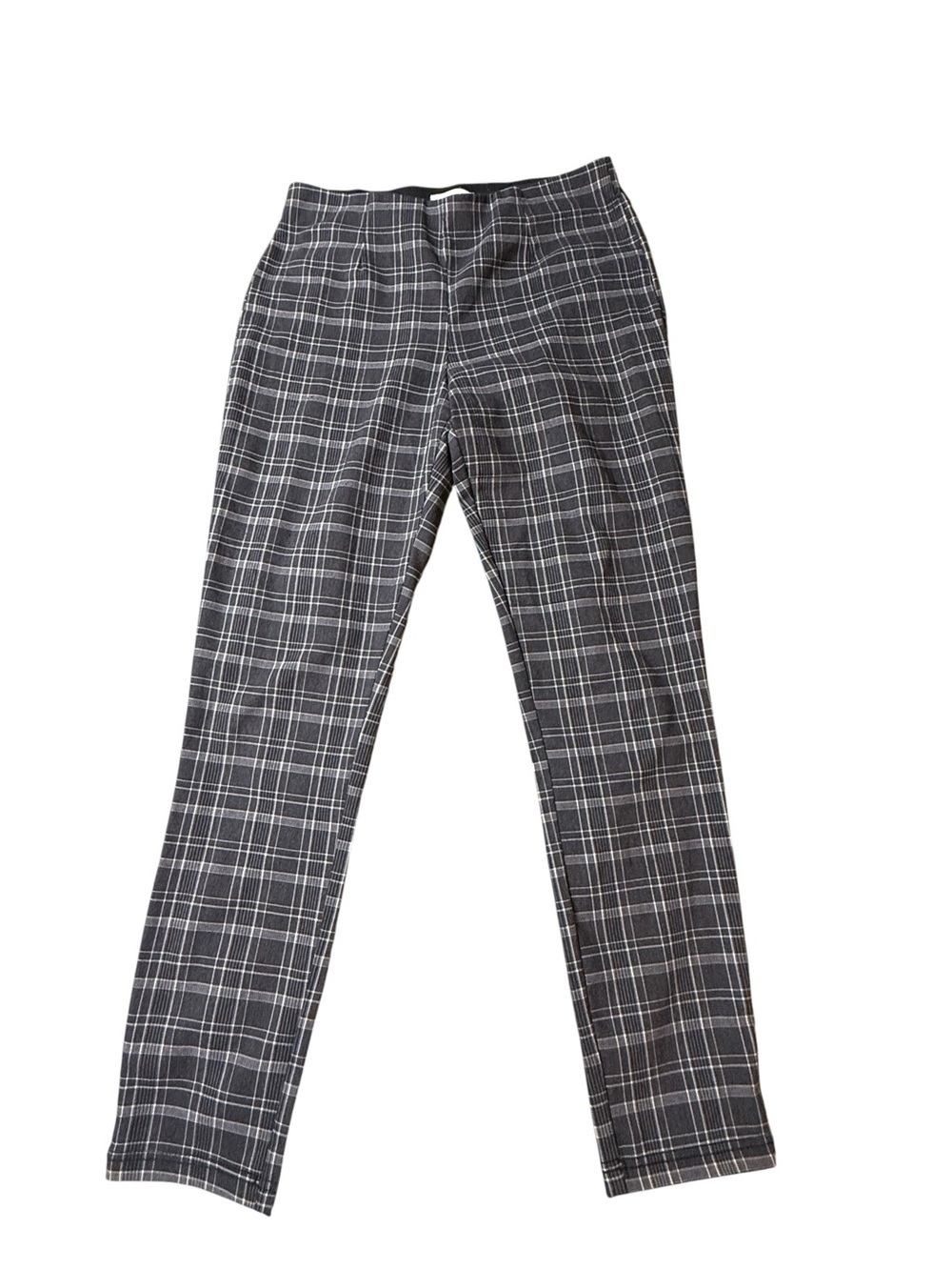 Calvin Klein Ankle Pants Womens Size 6 Gray Black Plaid Pull On Stretch